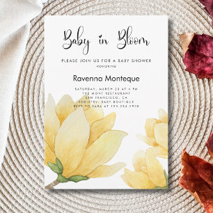 Baby in Bloom Magnolia Gelbe Blumen Baby-Party Einladung