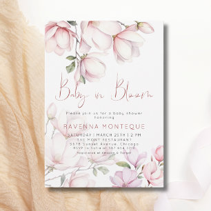 Baby in Bloom Magnolia Schimmer Florales Babyshowe Einladung