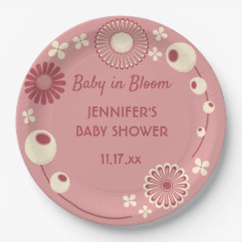 Baby in Bloom Mauve Pink Blumendusche Pappteller