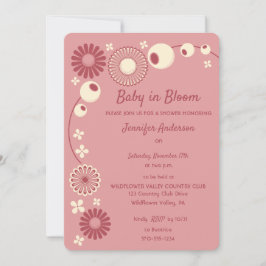 Baby in Bloom Mauve Pink Girl Babydusche Einladung