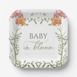 Baby in Bloom Meadow Flowers Watercolor Pappteller