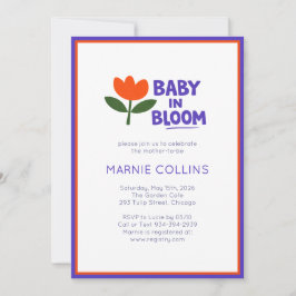 Baby in Bloom Minimalist Modern Trendy Baby Shower Einladung
