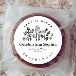 Baby in Bloom Minimalist Wildflower Floral Runder Aufkleber