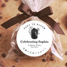 Baby in Bloom Minimalistische Kristall-Blumen Runder Aufkleber