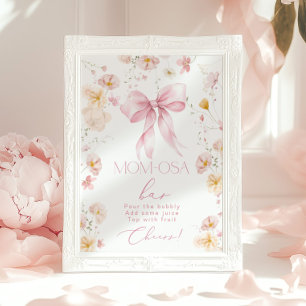 Baby in Bloom Momosa Bar Pink Bow Poster