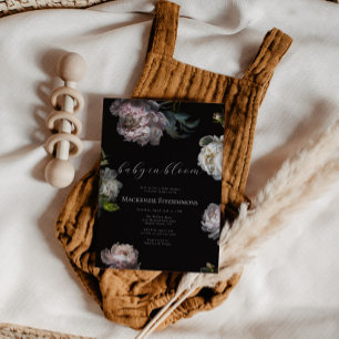 Baby in Bloom Moody Pfingstrose Dunkle Florale Bab Einladung