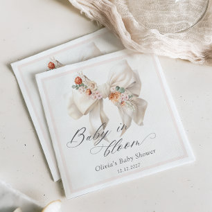 Baby in Bloom Neutral Floral Bow Babydusche Serviette