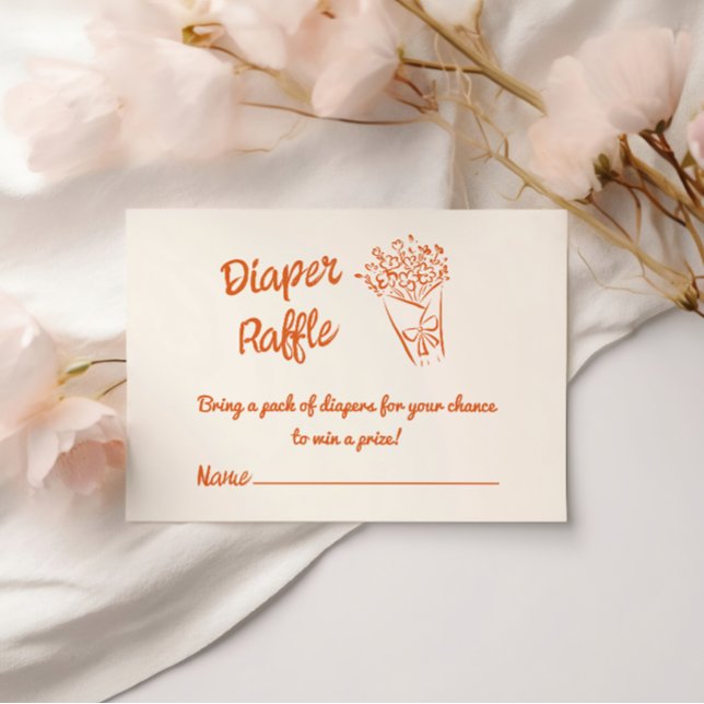 Baby in Bloom Orange Bloral Bouquet Diaper Raffle Begleitkarte (Von Creator hochgeladen)