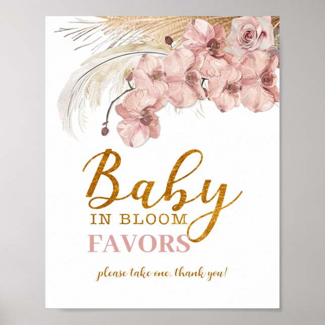 Baby in Bloom Pampas Gefallen Schild Floral (Vorne)