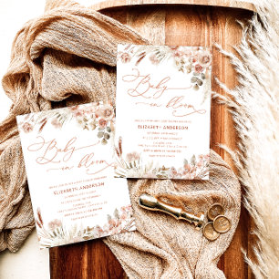Baby in Bloom Pampas Grass Boho Babydusche Einladung