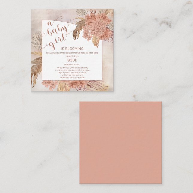 Baby in Bloom Pampas Grass Hydrangea Buchanfrage Begleitkarte (Vorne/Hinten)