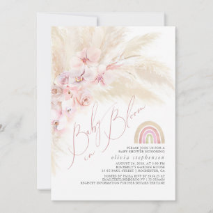 Baby in Bloom Pampas Grass Rainbow Baby Dusche Einladung