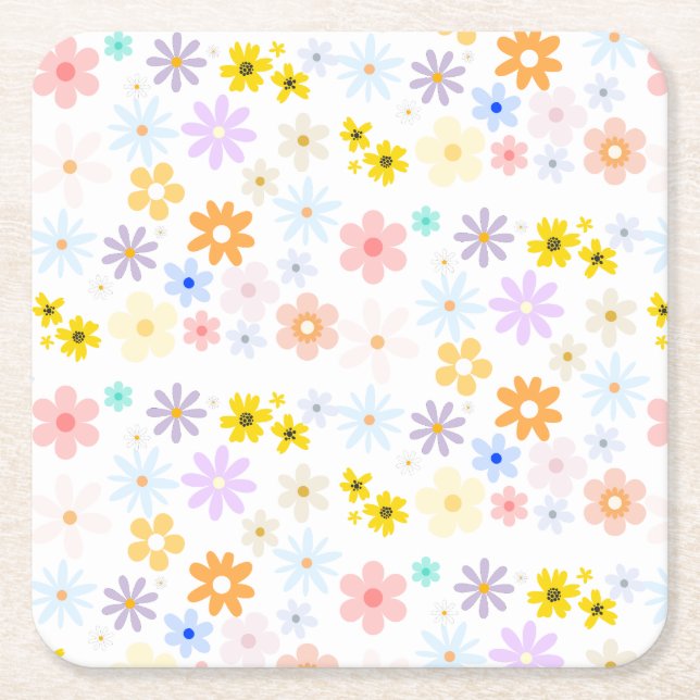 Baby in Bloom Pastel Floral Retro Baby Dusche Rechteckiger Pappuntersetzer (Vorderseite)