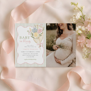 Baby in Bloom Pastell-Blumen-Baby-Shower-Foto Einladung