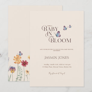 Baby In Bloom Pastell Schmetterling Blumen Baby Sh Einladung