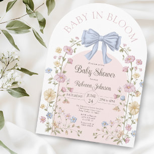 Baby In Bloom Pastell-Wildblumen-Babyparty Einladung