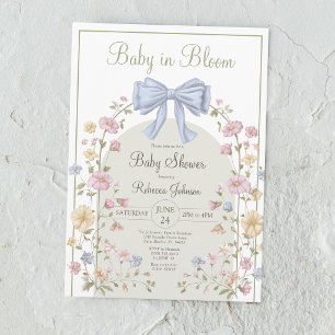 Baby In Bloom Pastell-Wildblumen-Babyparty Einladung