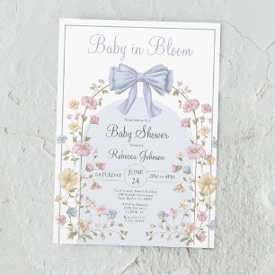 Baby In Bloom Pastell-Wildblumen-Babyparty Einladung
