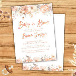 Baby in Bloom Peach Floral Baby Dusche Einladung