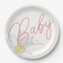 Baby in Bloom Peach White Daisy Thema Pappteller