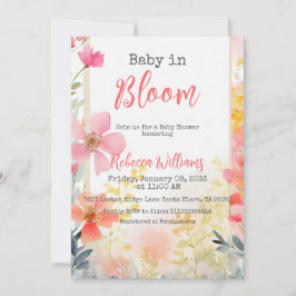 Baby in Bloom Peach Wildblume Bloral Baby Dusche Einladung
