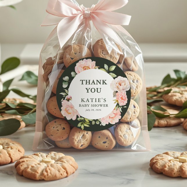 Baby in Bloom Pink Aquarell Blumenspülung Runder Aufkleber (Von Creator hochgeladen)