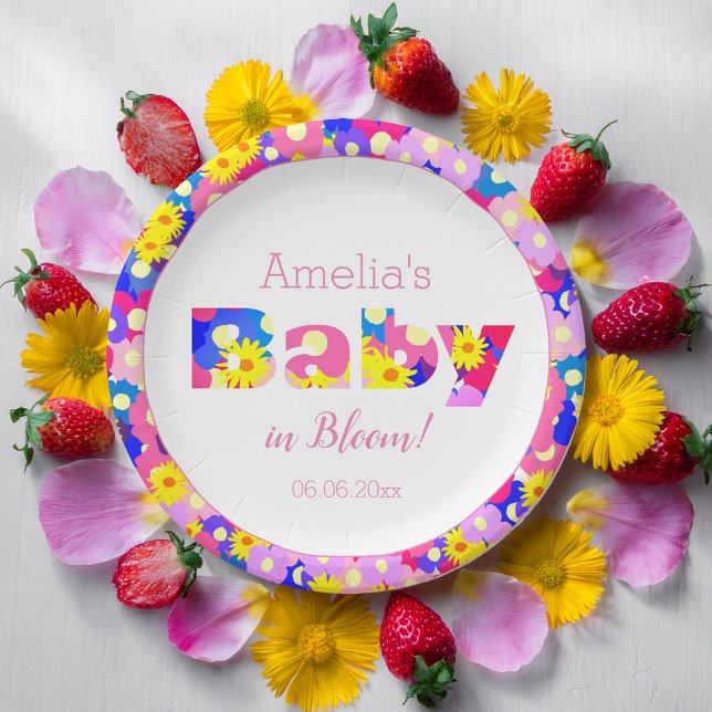 Baby in Bloom Pink Babydusche Pappteller (Von Creator hochgeladen)