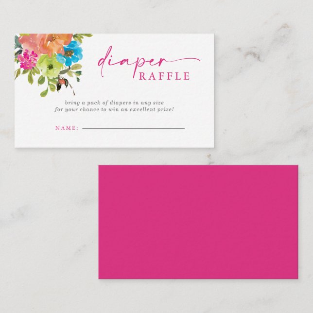 Baby in Bloom Pink Babydusche Windelwanne Begleitkarte (Vorne/Hinten)