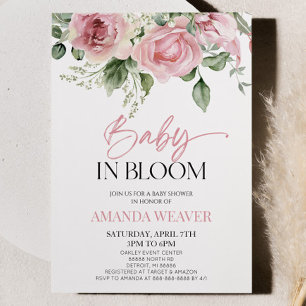 Baby in Bloom Pink Blume Baby Dusche Einladung