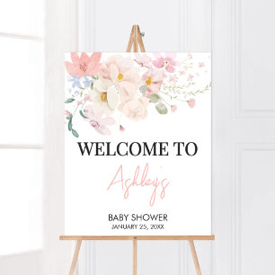 Baby in Bloom Pink Blumendusche Begrüßung Poster