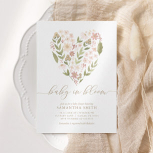 Baby in Bloom Pink Blumenstrauß Mädchen Kinderdusc Einladung