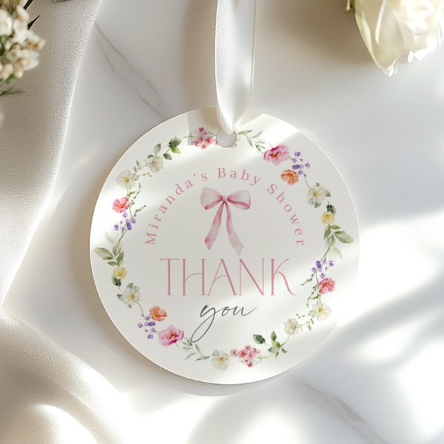 Baby in Bloom Pink Bow Baby Dusche Danke Geschenkanhänger (Von Creator hochgeladen)