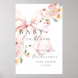 Baby in Bloom Pink Bow Baby Dusche Empfang Poster