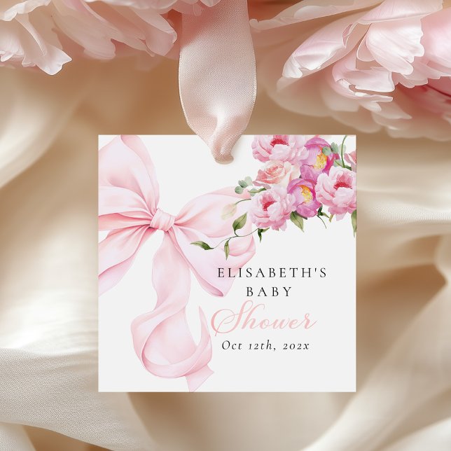 Baby in Bloom Pink Bow Baby Shower Geschenkanhänger (Von Creator hochgeladen)