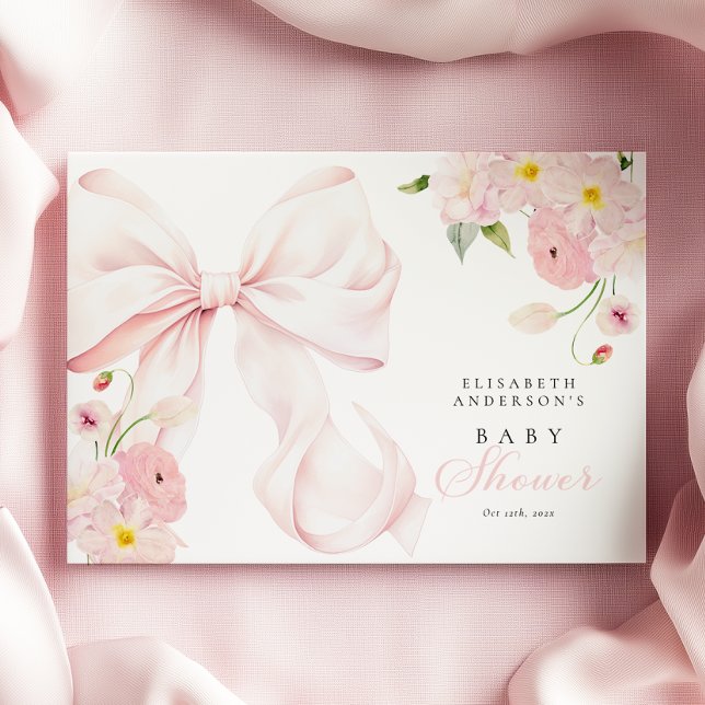 Baby in Bloom Pink Bow Babydusche Gästebuch (Von Creator hochgeladen)
