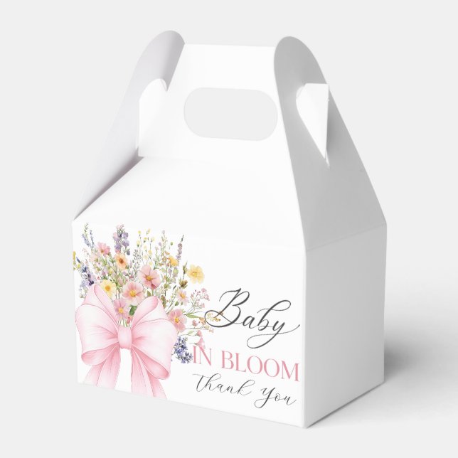 Baby in Bloom Pink Bow Babydusche Gefälligkeitsbox Geschenkschachtel (Vorderseite)