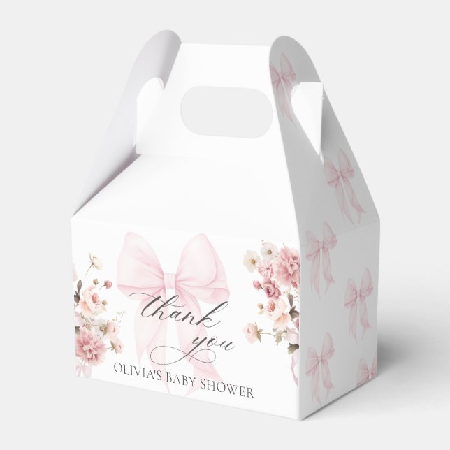 Baby in Bloom Pink Bow Babydusche Gefälligkeitsbox Geschenkschachtel (Vorderseite)