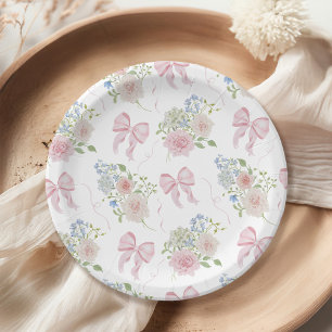 Baby in Bloom Pink Bow Babydusche Pappteller
