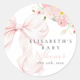 Baby in Bloom Pink Bow Babydusche Runder Aufkleber