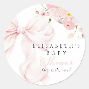 Baby in Bloom Pink Bow Babydusche Runder Aufkleber