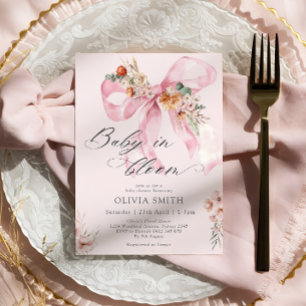 Baby in Bloom Pink Bow Bloral Baby Dusche Einladung
