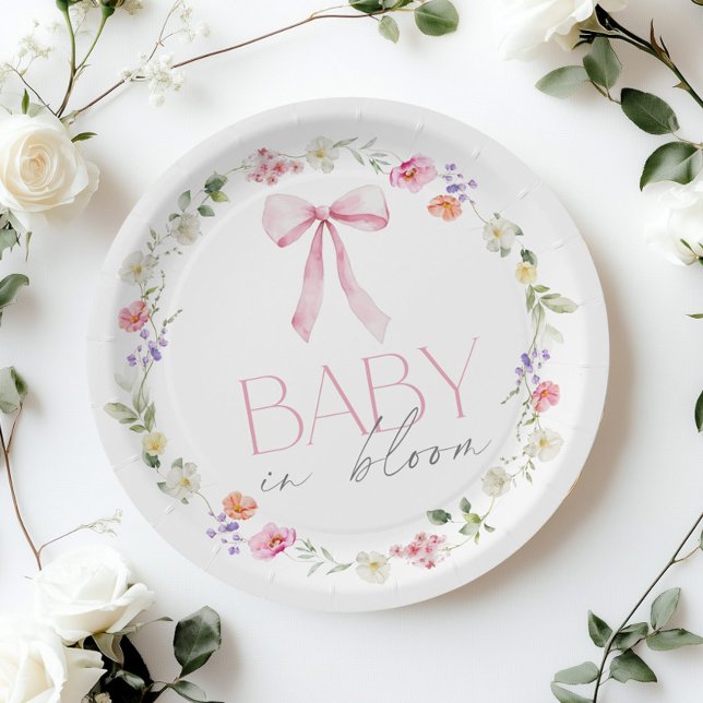 Baby in Bloom Pink Bow Blumendusche Baby Pappteller (Von Creator hochgeladen)