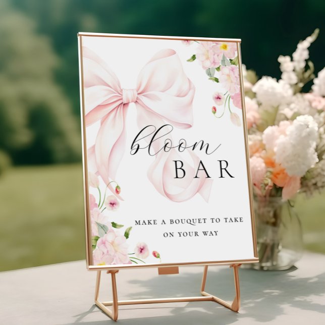 Baby in Bloom Pink Bow Bouquet Bar Poster (Von Creator hochgeladen)