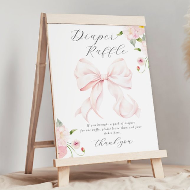 Baby in Bloom Pink Bow Diaper Raffle Poster (Von Creator hochgeladen)