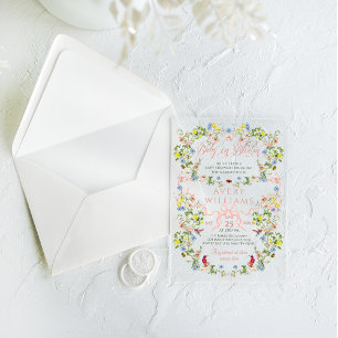 Baby in Bloom Pink Bow Floral Girl Babydusche Acryleinladungen