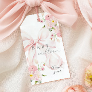 Baby in Bloom Pink Bow Geschenkanhänger