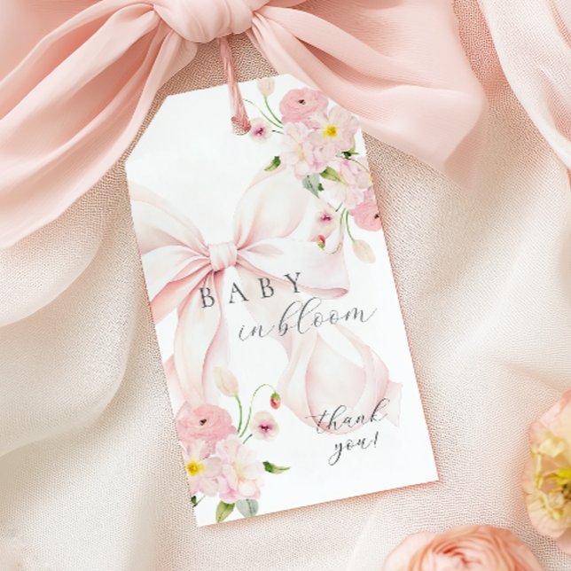 Baby in Bloom Pink Bow Geschenkanhänger (Von Creator hochgeladen)