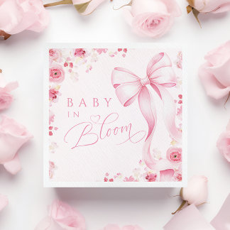 Baby in Bloom Pink  Bow Napkins  Serviette