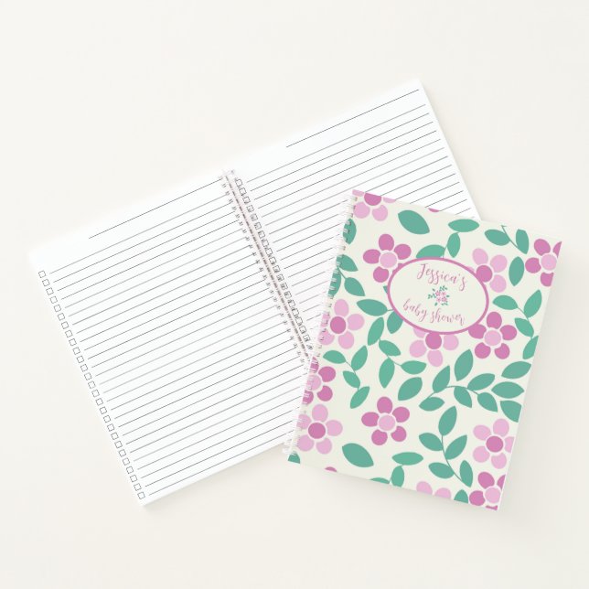 Baby in Bloom Pink Daisies Baby Shower Notebook Notizbuch (Innenseite)