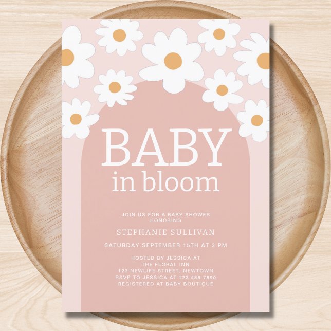 Baby in Bloom Pink Daisy Baby Shower Einladung (Von Creator hochgeladen)